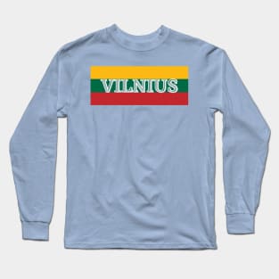 Vilnius City in Lithuania Flag Colors Stripes Long Sleeve T-Shirt